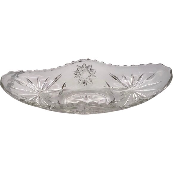 VINTAGE ANCHOR HOCKING STAR OF DAVID GONDOLA BOAT DISH 9-1/4” CLEAR GLASS - Picture 2 of 6